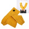 Pair Welding Sleeve Cowhide Wearproof Heat Resistant Golden Yellow for