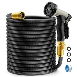 JTTHKK Garden Hose Non-Expandable 50ft, Outdoor and Garden Flexible Water Hose with 10 Function Nozzles, Portable, Kink-Free, Rust Proof, Lightweight Hose for Yard, Car Wash, Lawn, Camper, Easy to Store