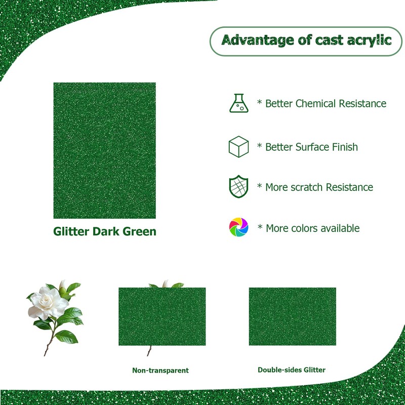Eszeoee 2 Pack 12'' x 16'' Glitter Dark Green Acrylic