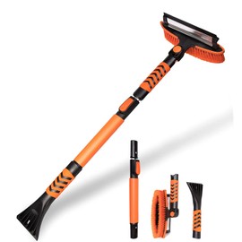 ZONETECH Ice Scraper Squeegee and Extendable 360° Snow Brush Head for Car Windshield, Premium Quality Flexible Arm Snow Removal Tool, Perfect for Winter Season