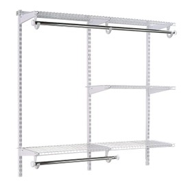 Rubbermaid Configurations Classic Closet Kit, White, 3-6 Ft., Wire Shelving Kit with Expandable Shelving and Telescoping Rods, Custom Closet Organization System, Easy Installation