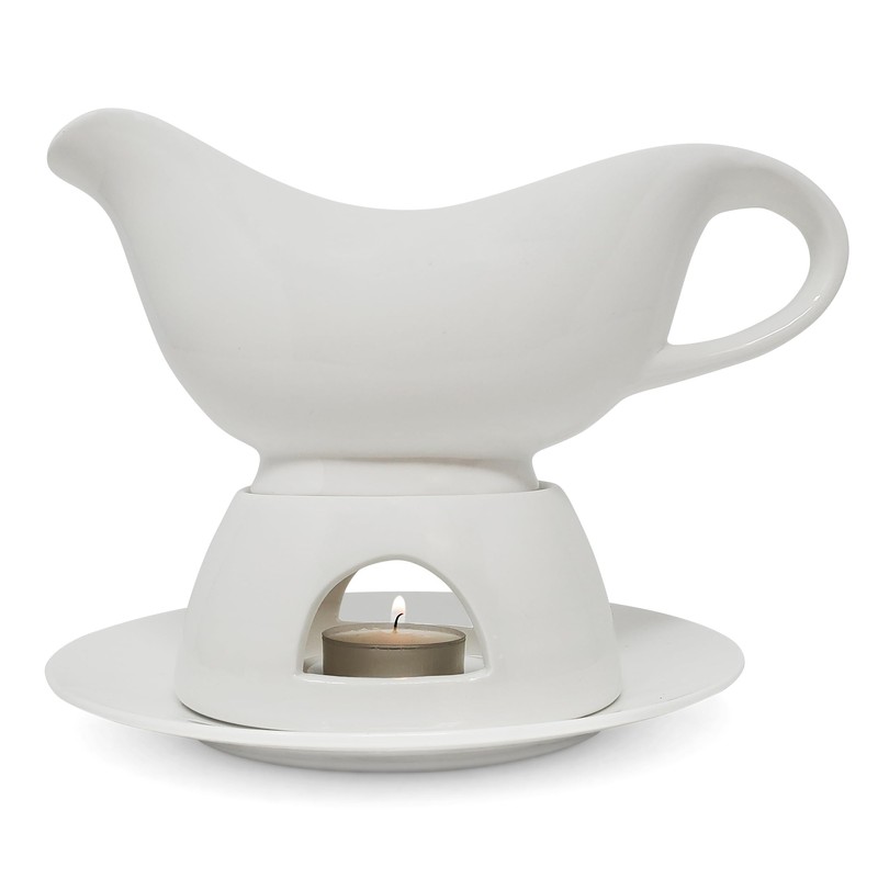 KOVOT 12 Ounce Gravy Boat, Warming Stand & Tray |