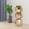 CNCEST 3 Layers Rotating Bookshelves, 360° Rotating Bookshelf Wooden Bookshelf