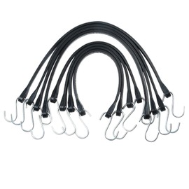 Zakous Strong and Stretchy Rubber Bungee Cords with Hooks, All-Weather Bungee Straps for Outdoor Use, from Boating and Camping to Securing Cargo Tarps (21" + 15", 8-Pack)