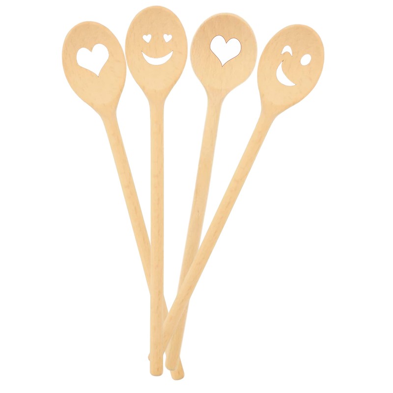teemando® 2 X Brand Wooden Cooking Spoons with Heart 30cm