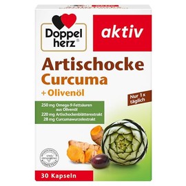 Doppelherz Artichoke + Olive Oil + Curcuma | With 220 mg artichokes, 250 omega 9 fatty acids from olive oil - additional turmeric root extract - 30 capsules