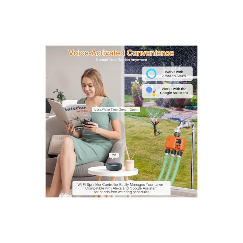 Smart WiFi Sprinkler Timer for Garden with 3 Zones Control