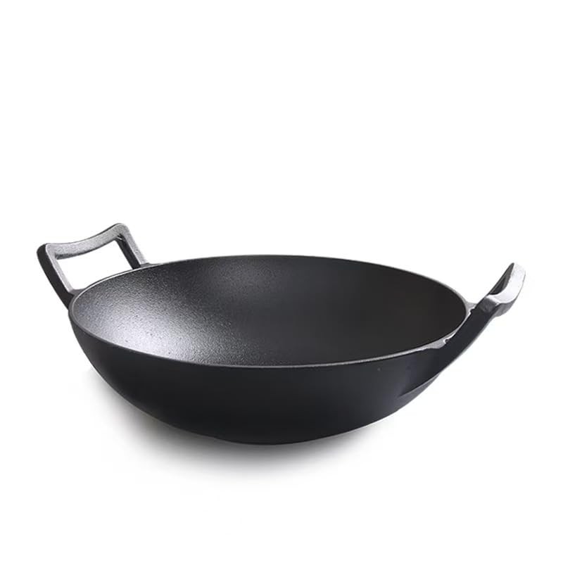 Firequasar Cast Iron Wok (Wok with Lid 12 inch)