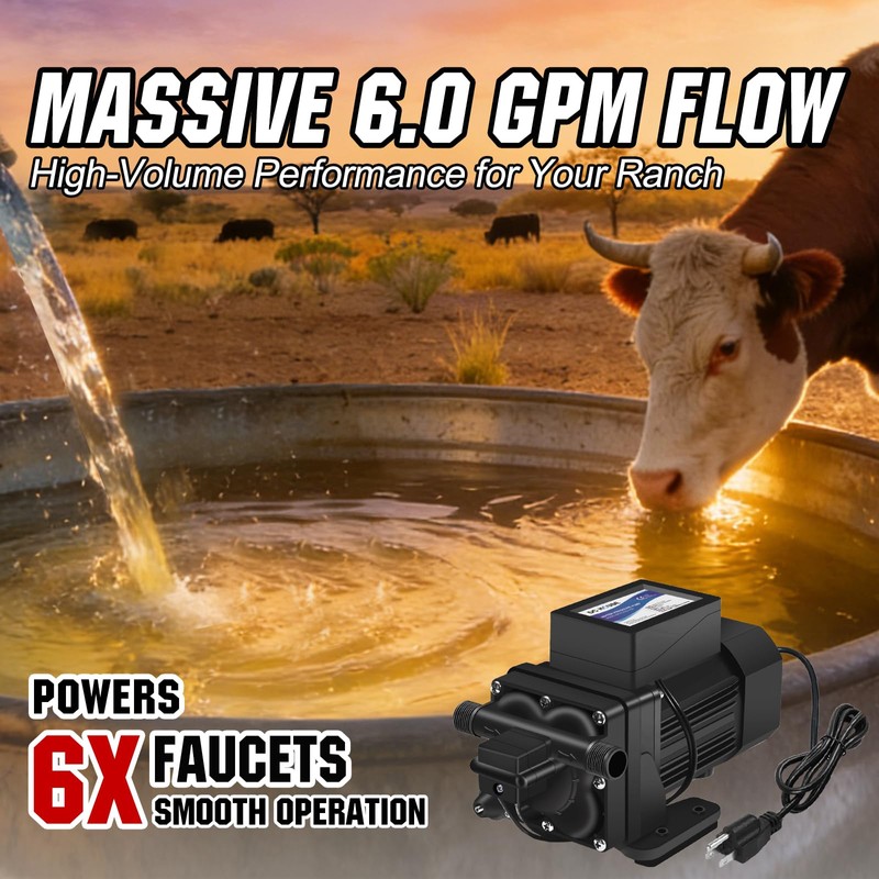 DC HOUSE Continuous Duty 110V Brushless Water Pump, 6GPM 55PSI