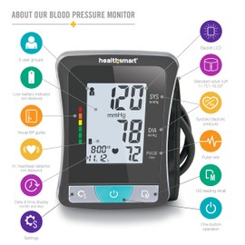 HealthSmart Digital Select Arm Blood Pressure Monitor with Automatic Upper Arm Cuff that Displays Blood Pressure, Pulse Rate and Irregular Heartbeat, Stores up to 120 Readings for 2 Users