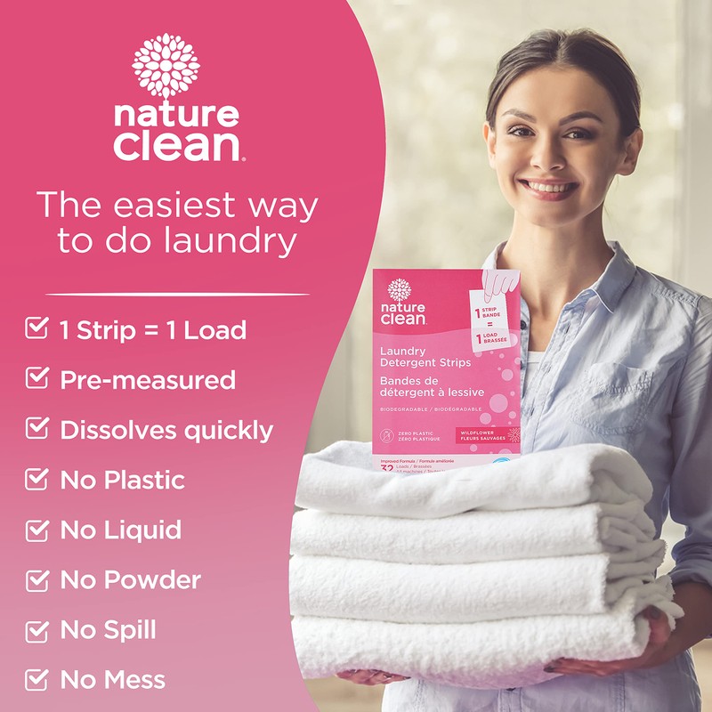 Nature Clean - Tiras de detergente para lavandería (67 g)
