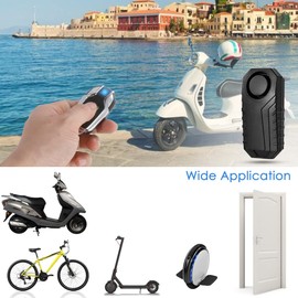 Eurobuy Wireless Vibration Alarm with Remote, Waterproof Security Alarms Vibration Sensor, Intelligent Wireless Remote Control Alarm, for Bicycle/Electric Tricycle/Door Window, 113dB Super Loud