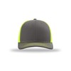 Richardson 112 Trucker OSFA Baseball Hat Ball Cap, Charcoal/Neon Yellow,