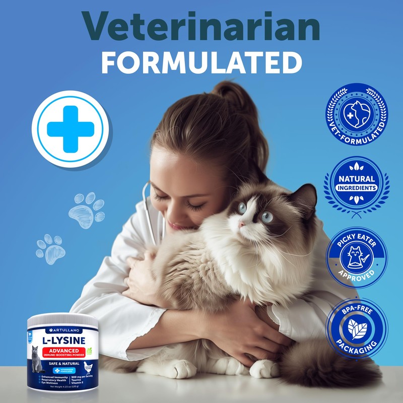 Artullano L-Lysine for Cats - Lysine Powder Supplement - 900mg/serving