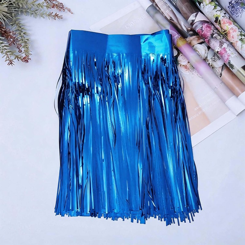 KUNYYI Blue Foil Fringe Garland 6Pcs 10 Feet Metallic Tinsel