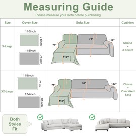 OstepDecor Sectional Couch Covers 2 Pieces, L Shaped Couch Cover Blanket, Sectional Sofa Cover Washable, Chaise Lounge Sofa Slipcovers Pet Furniture Protector for Dogs (71"x110"+71"x118", Green)