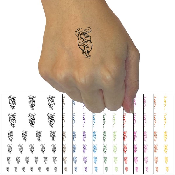 Angry Charging Tyrannosaurus Rex T-Rex Dinosaur Temporary Tattoo Water Resistant