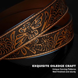 BELTROAD Western Leather Belt Strap for Men Women Cowboy Cowgirl Leather Mens Belts for Jeans Birthday Christmas Belt Gifts