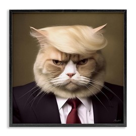 Stupell Industries Trump Cat Portrait Framed Giclee Art by Roozbeh