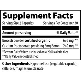 Vibrant Health - Super Natural Boron, Support for Healthy Joints, Hormone Levels, and Connective Tissue with Calcium Fructoborate and Broccoli Powder, Gluten Free, Vegetarian, Non-GMO, 60 Count