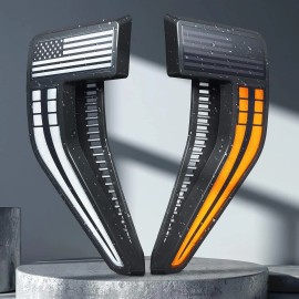 Unbranded 2X Black American Flag Side Fender Vents Emblem Light For F-150 2021-2023 Badge