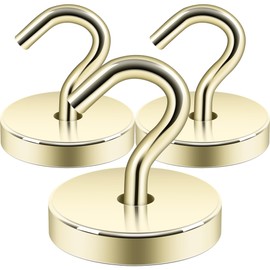 Neosmuk Magnetic Hooks, Cruise Ship Essentials, 130lb+ Heavy Duty Magnetic Hooks for Cruise Cabins, Refrigerator, Grill, Hanging, and Travel | Extra Strong Must-Haves Hook,Gold, 3Pack