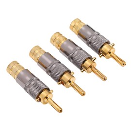 AKLOSIPY Preffair BA1457 4pcs 24K Gold Plated Banana Plug for HIFI Speaker Cable Diameter up to 8.7mm
