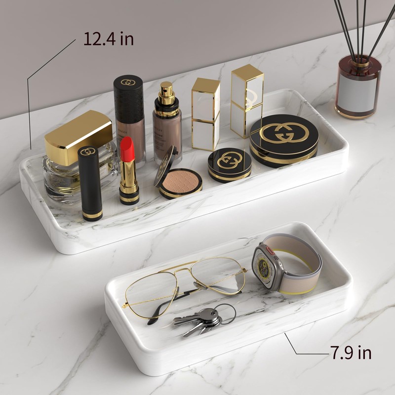 Gurygo 8" Ceramic Bathroom Vanity Tray for Kitchen Counter -
