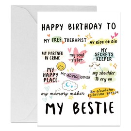 Birthday Card for Bestie, Funny Birthday Cards for Women Friend, Birthday Card for Friend Female with Envelope