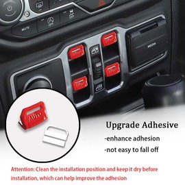 4PCS Metal Window Switch Button Covers Window Switch Knob Trim Protector Compatible with Jeep Wrangler JL JLU 2018-2025 Gladiator JT 2020-2025 Trim Interior Accessories (Red)