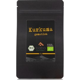 baba GOURMET - Original Organic Turmeric Powder 50 g - 100% Naturally Ground from Turmeric - Pure Turmeric Powder in Premium Quality - Turmeric Spice Natural without Additives and Flavours