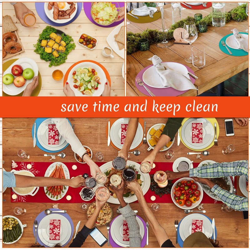 Yeaqee 120 Pcs Disposable Paper Placemats 12 Inch Round Paper