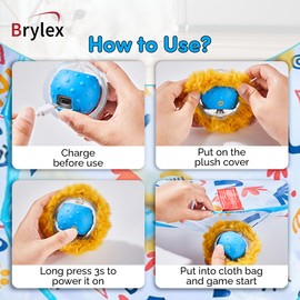 Brylex Interactive Cat Toys, Motion-Activated Rolling Ball with Play Mat, Automatic Hide-and-Seek Game, Fast & Slow Modes, USB Rechargeable Cat Enrichment Toy, 28" Play Mat, Peach Color
