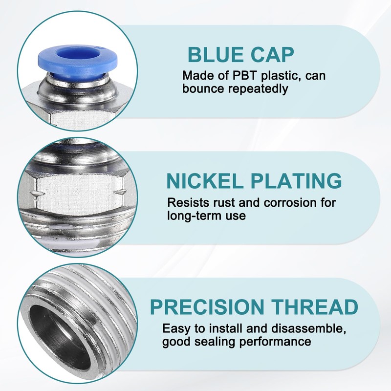 sourcing map 5pcs Push to Connect Fittings 6mm Tube OD