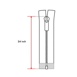 24" Aluminum Jacket Zipper Black 24 inch Zip for Sewing Craft
