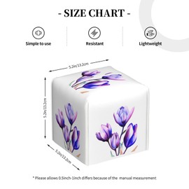 Purple Flower Tulip Square Tissue Boxes, Tissue Box Holder 5.2"x5.2"x5.2" for Home/Car/Office/End Table