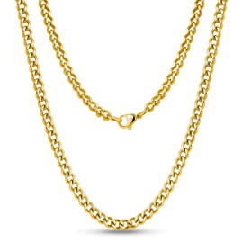 DVRK® Men's Gold Chain 18 K with Base Made of 316L Stainless Steel – Men's Chain Gold Water and Sweat Resistant – Men's Gold Chain – Gold Chains Men's 55 cm – Cord – Cuban, Stainless Steel, No