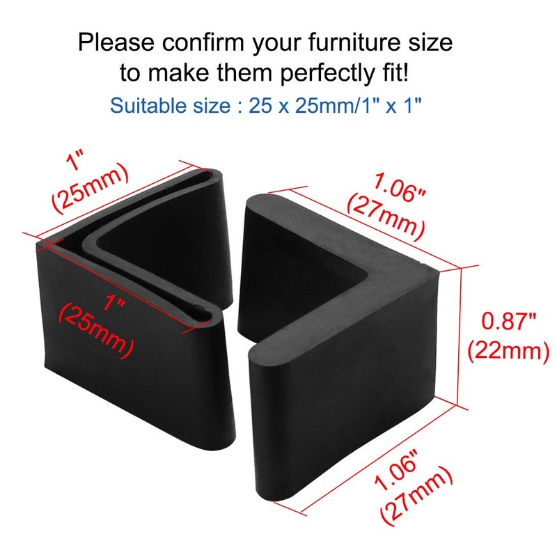 sourcingmap Furniture Angle Iron Foot Pads L Shaped Rubber Leg