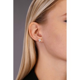 14k Yellow Gold Solitaire Square Princess-cut CZ Stud Earrings with Secure Screw-backs, Yellow Gold, Cubic Zirconia