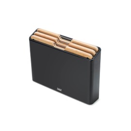 Joseph Joseph Folio 3-Piece Premium Bamboo Cutting Board Set, Slimline Stainless Steel Case for Organized Kitchen Storage