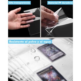 Lictin Juego de Fundas para Cartas Almacenamiento Colección Paginas del Album Collection 50 Páginas(450 cuadrícula para Cartas), Género Neutro,Transparente