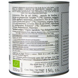 Gusto Mundial Flor de Sal d'Es Trenc Mediterranea Salt 150g | Untreated, Natural Sea Salt from Mallorca | With Mediterranean Herbs