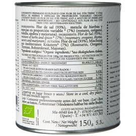 Gusto Mundial Flor de Sal d'Es Trenc Mediterranea Salt 150g | Untreated, Natural Sea Salt from Mallorca | With Mediterranean Herbs