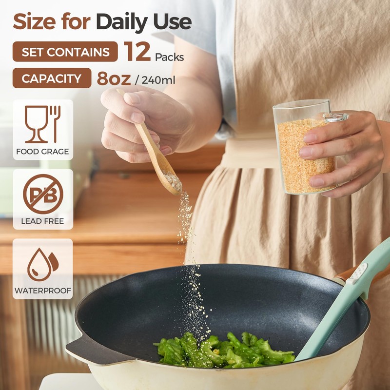 ComSaf 12 Pcs Glass Spice Jars with Lids and Spoons,