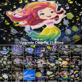21 Sets of Films, Projector Night Light for Kids Bedroom, Ceiling, Baby Projector Night Light, Star Galaxy Projector for Baby Kids Girls with 360° Rotating, Birthday, Christmas, Nursery, Room Decor