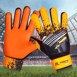 Foriox International Football Goalkeeper Gloves For kids Boys Youth Children Adults Soccer Goalie Glove with Super 3mm Grip Latex Palms Available In Bright Eye-Catching Colors (Orange, Size 5)