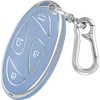 Kirsnda for Hyundai Key Fob Cover with keychian,TPU Protection Key Case Compatible with Ioniq 6 Grandeur GN7 KONA 2023 2024 Smart Remote Key (Silver Blue,5 Button)