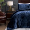TAMGHO Navy Blue Velvet Comforter King Set 3pc, Blue Velvet