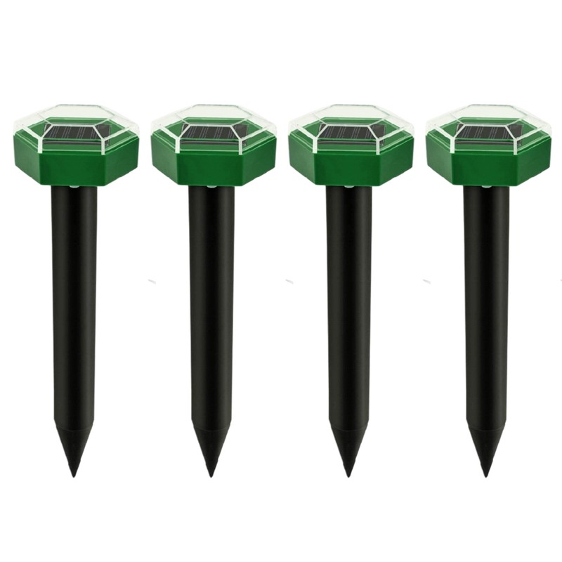 4Pcs Solar Mole Repellent Ultrasonic Outdoor Waterproof Sonic Deterrent Mole