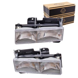 Brock Replacement Driver and Passenger Set Composite Headlights Compatible with 15034929 15034930